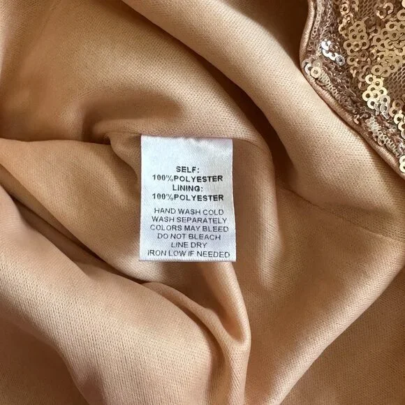 Women's S Fashion Nova Rose Gold Body-con Sequin Dress Strapless Fitted Bodycon - Picture 7 of 8